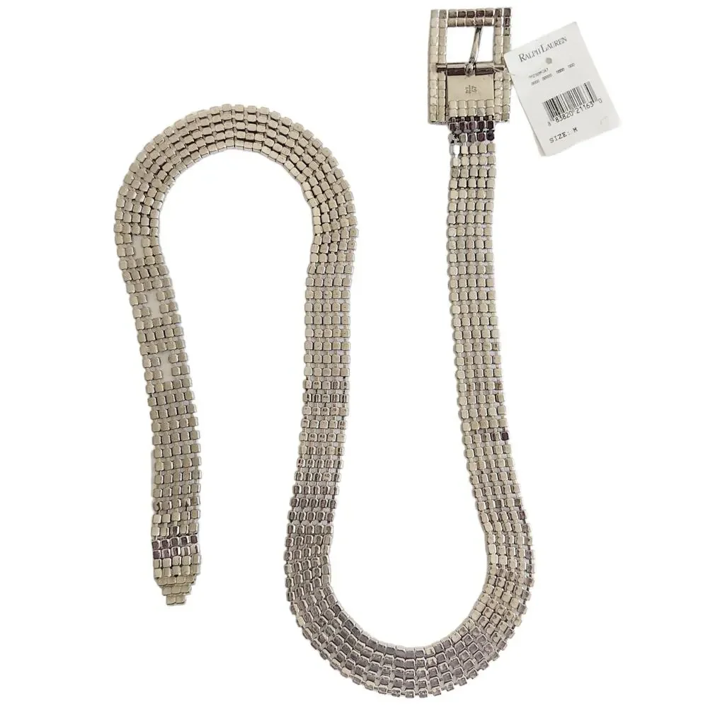 RALPH LAUREN RL67 diamante black crystal rhinestone link bling belt Size M NEW